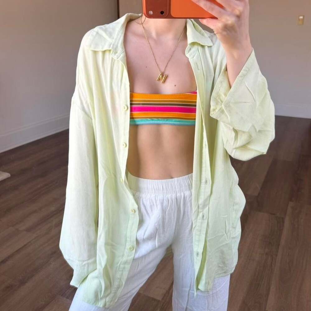 Princess Polly Women's Green and Yellow Blouse